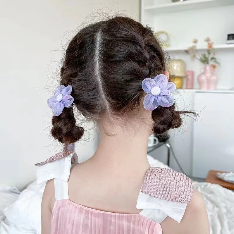 10Pcs Children Mesh Flower Hair Bands with Elasticity Baby Headband Princess Headwear Cute Girl Rubber Band Hair Tie Accessories