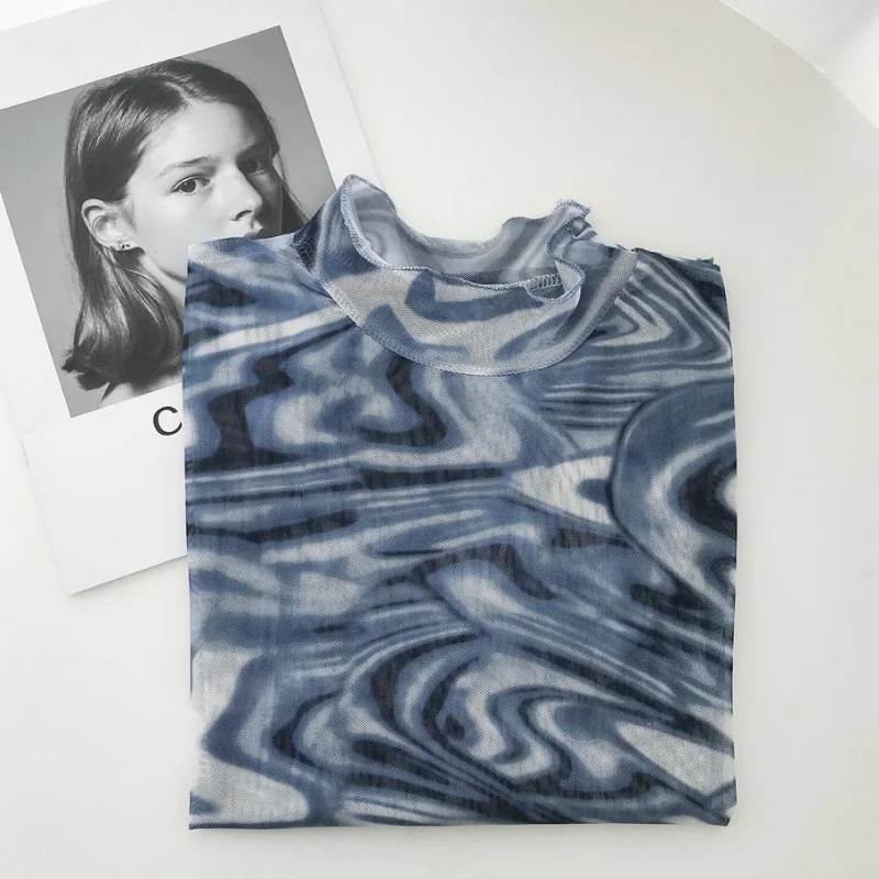 เสื้อยืดผู้หญิงคอเต่าวินเทจเชียร์ฮอตสลิมกันแดดแขนยาวแฟชั่นสไตล์อเมริกันสตรีทแวร์ออลแมตช์ อิน