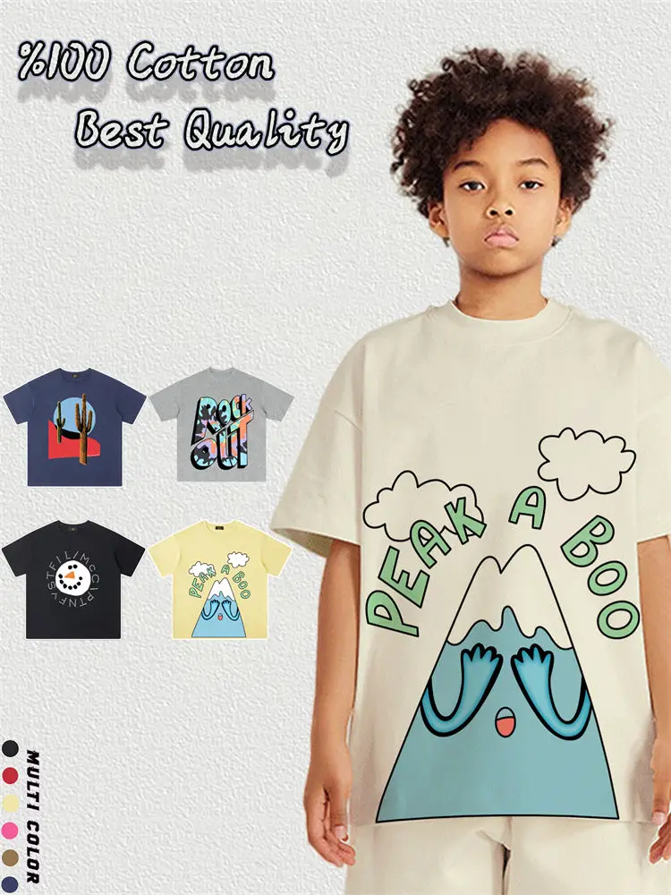 

Футболка с милым забавным принтом, детская одежда, летний топ с круглым вырезом для мальчиков, хлопковая модная повседневная одежда, детская одежда, футболки с короткими рукавами