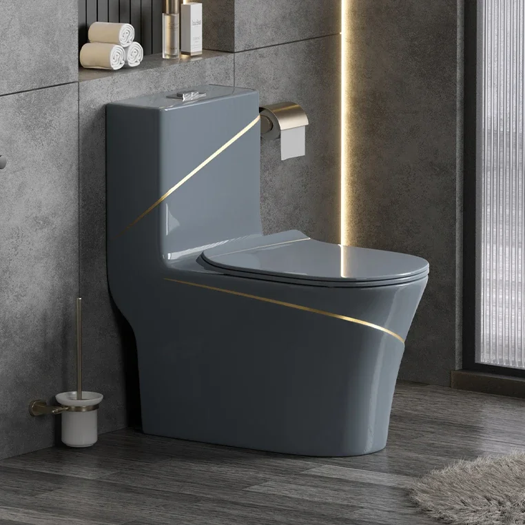 #Luxury Grey Gold Bathroom Water Closet One Piece Ceramic Toilets Bowl Colored Gray Toilet