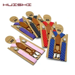 HUISHI เด็ก Suspenders สายรัดเครื่องแต่งกายปรับ Y-Back สีดำสีขาว Dot วงเล็บการจับคู่ Tuxedo ชุด Unisex เด็กสาว