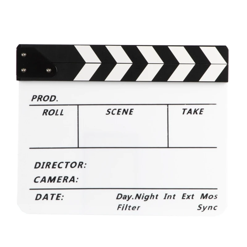 

53CC Acrylic Film Clapboard Movie Directors Clapper Board Cut Action Scene Blanks Clap Board Dry Erases Clapboard