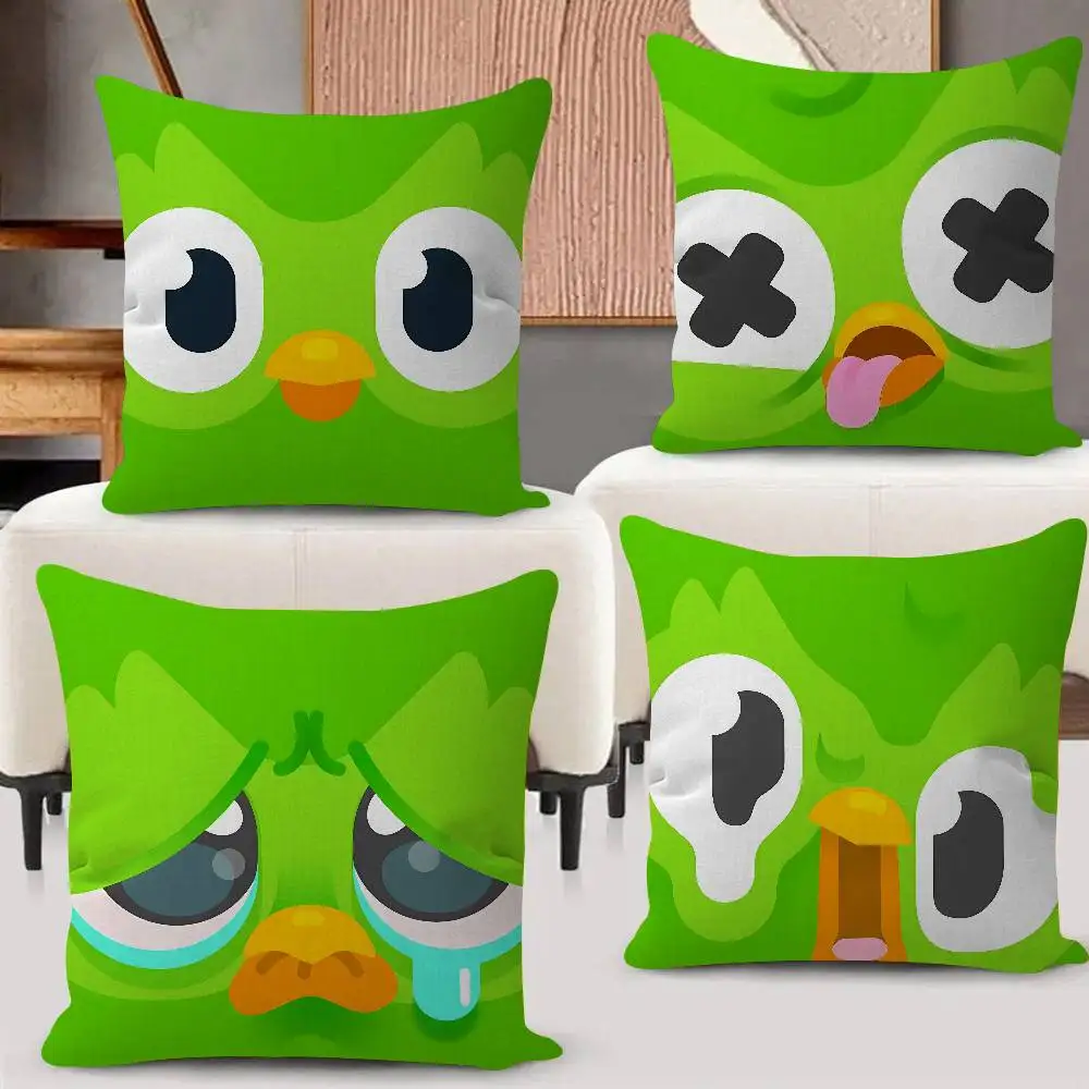 D-Duolingo Owl D-Duo Pillow Anime Pillow Sofa Bed Head Pillow Cover Cushion Cover Fashion 30x30 40x40 45*45cm