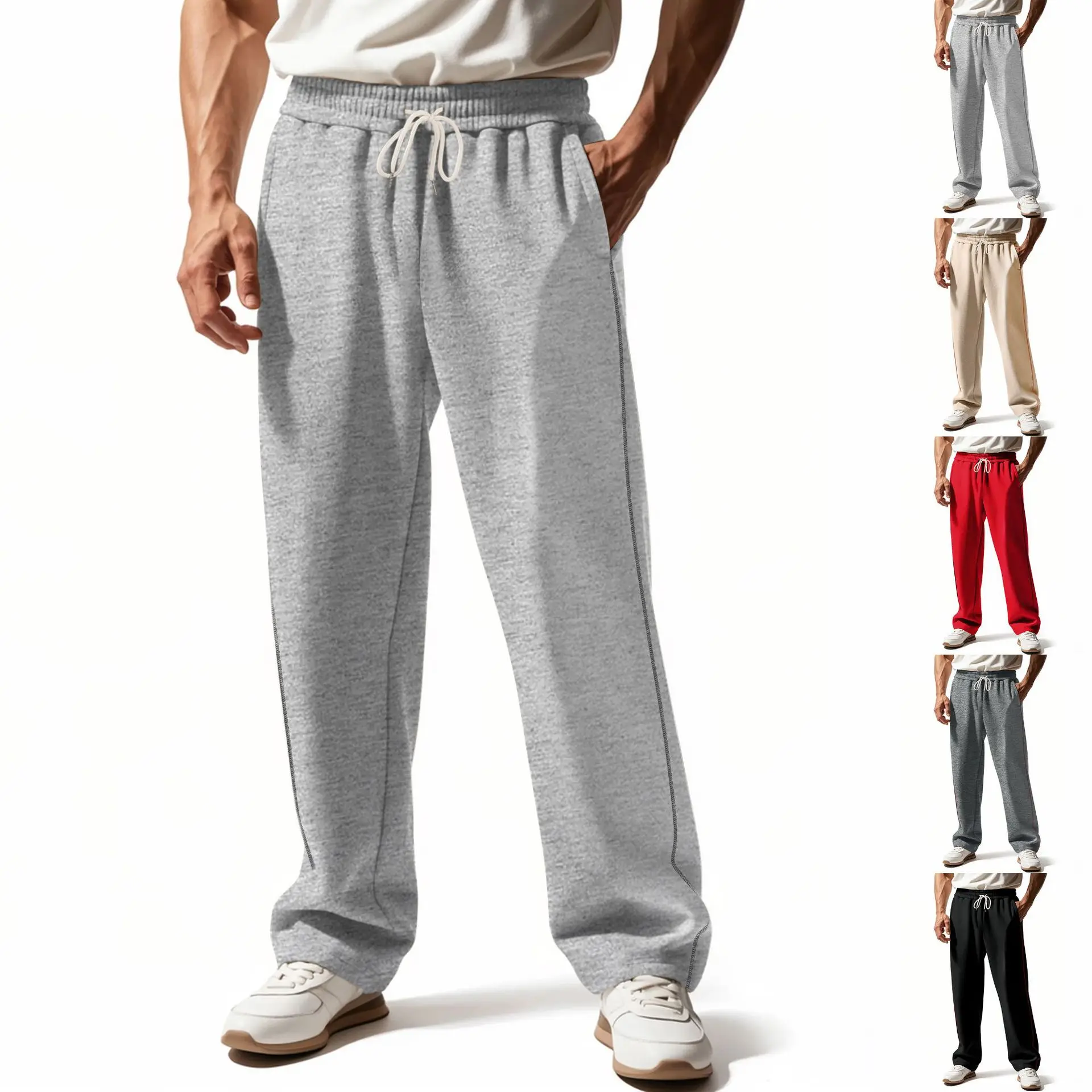 Men's Spring and Autumn Wear-Resistant Heavy Terry Loose Sports and Leisure Trend Scimitar Sweatpants Spot