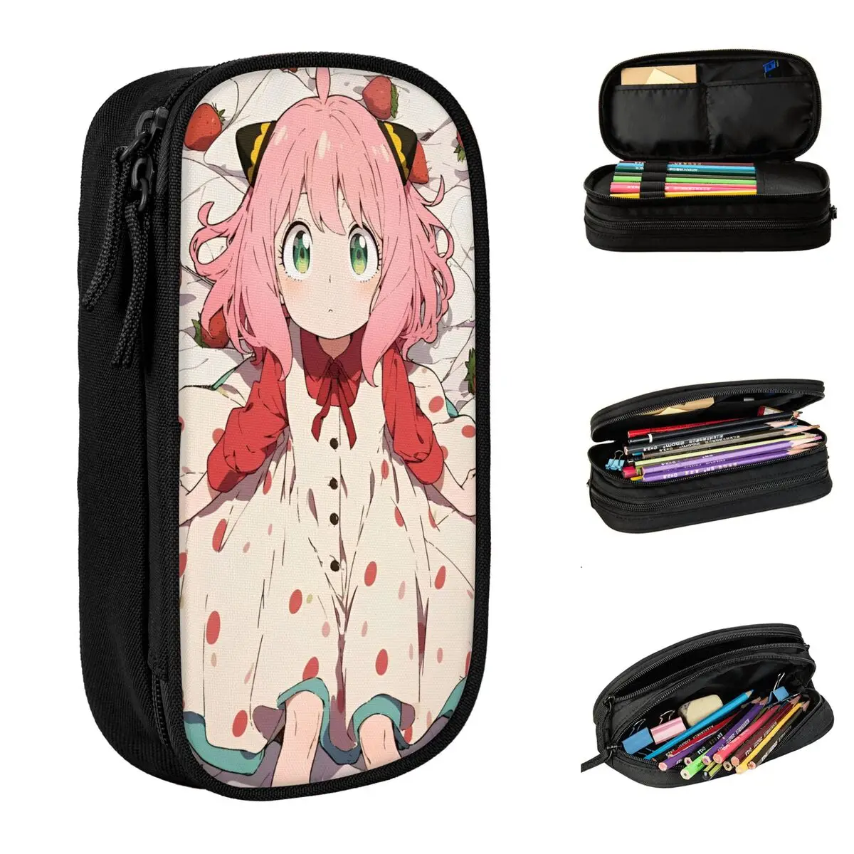 Anya Kawaii Spy X Family مقلمة أنيمي كوميك القلم حقيبة أطفال تخزين كبير الطلاب مدرسة هدية صندوق رصاص