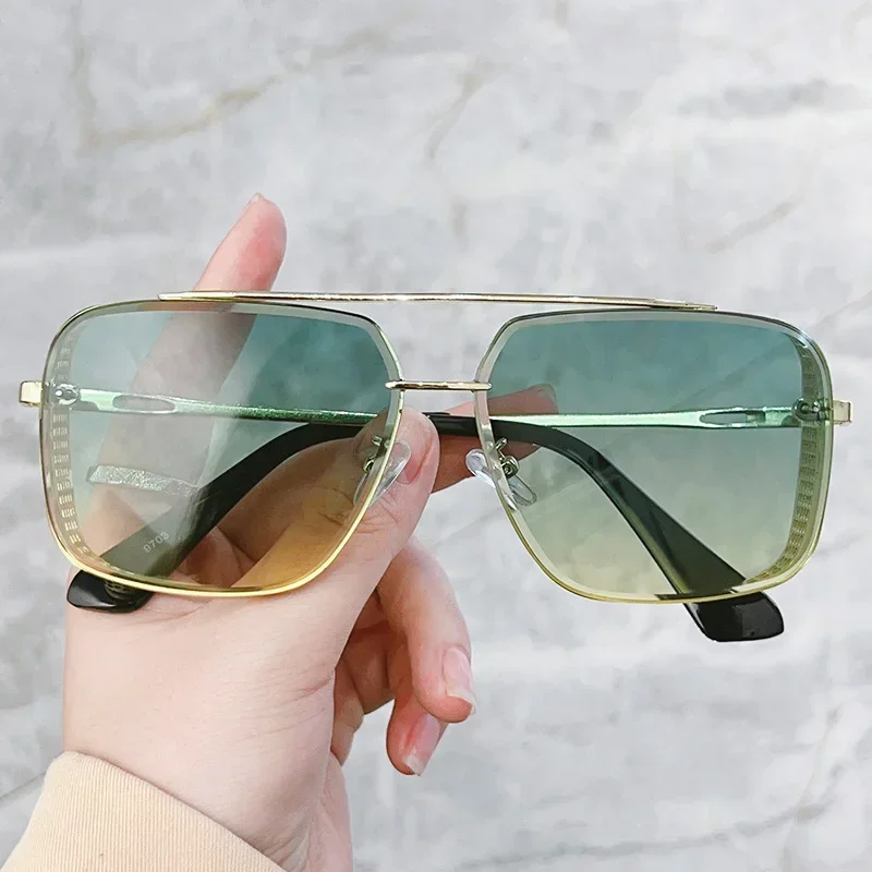 New Fashion Classic Pilot Sunglasses Men Brand Design Metal Square Sun Glasses Driving Fishing Vintage Punk Shades UV400 Women