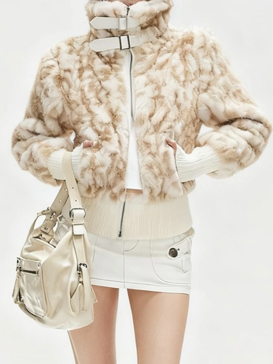 Twotwinstyle hit cor emendado pele jaquetas casuais para mulheres lapela mangas compridas retalhos bolsos jaqueta curta feminina nova