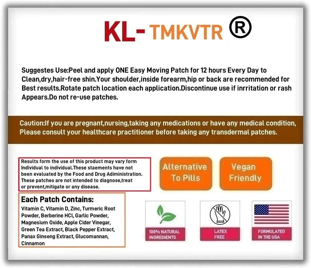 30 Plastry Podtrzymujące Żyzyk Pro Transdermalne Plastry z Kurkumą Witamina D Witamina C D Cynk Wzmacniacz Równowagi Krwi