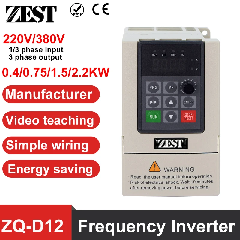 

Mini VFD 220V 380V 0.4/0.75/1.5/2.2KW Economical Variable Frequency Drive Converter for Motor Speed Control Inverter