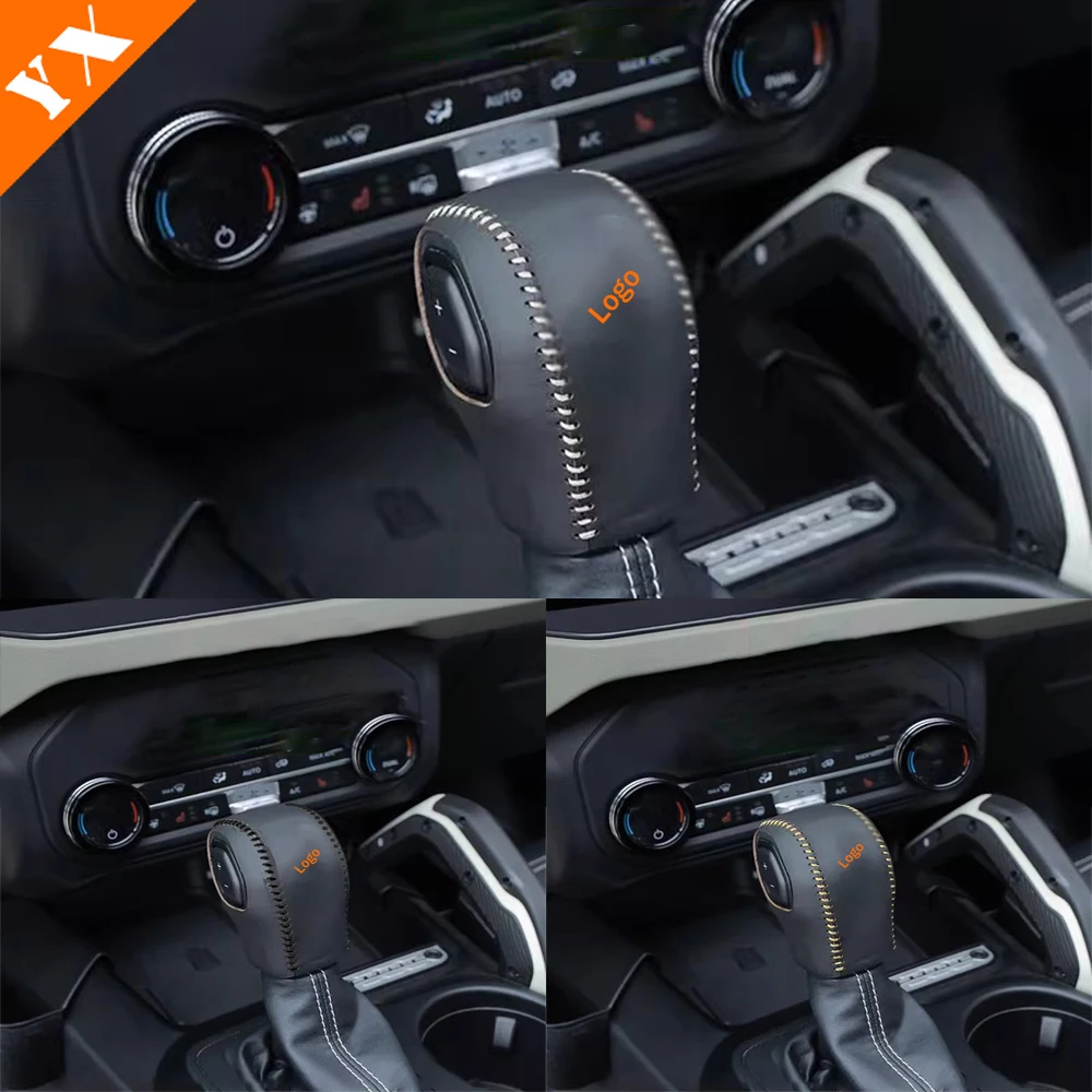 

For Ford bronco 2024 2025 accessories Leather Hand sewn Car Central Console Cover Car Gear Shift Knob Anti Cover Scratch Trim