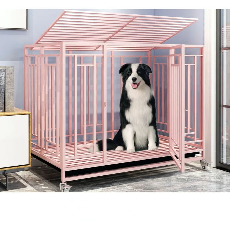 

High Quality Professional Dog Kennel Dog Crate Large Metal Dog Cage Double Doors Open Top Snap Button Closure Durable Iron