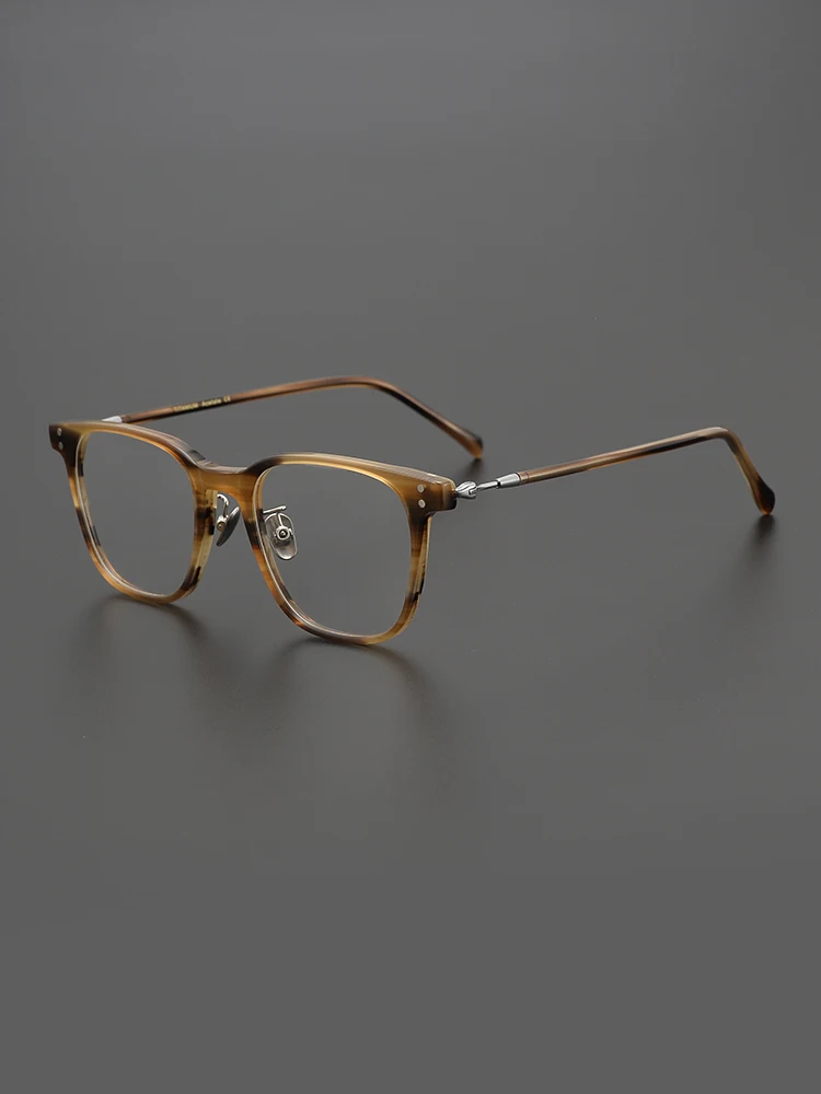 

2025 plain super light amber, plate retro handmade myopia square frame literary and artistic fan glasses frame can be matched