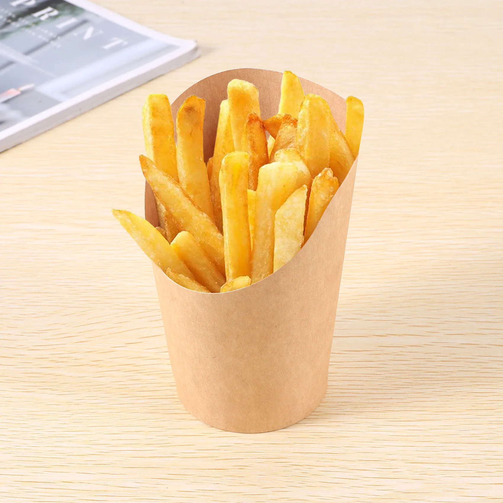 

ABWR-100Pcs Disposal Take-Out Party Dessert Supplies Baking Cakes Egg Puff French Fries Chips Snacks Kraft Paper Cups Holder, 30