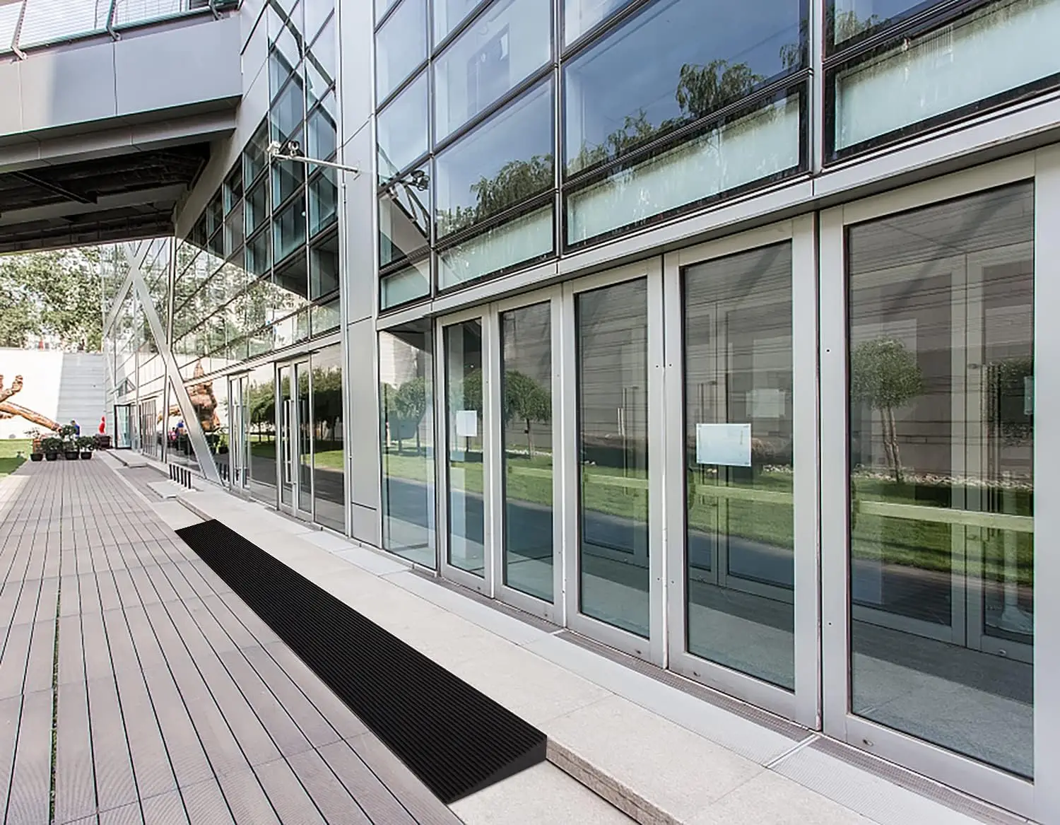 1.6인치 고무 휠체어 경사로 (문턱, 욕실용) - 블랙, 1500파운드(약 680kg) 지지