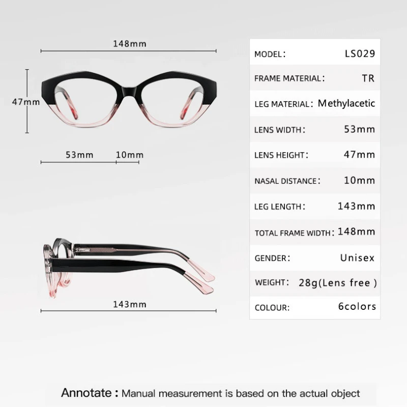نظارات طبية تقدمية جديدة بسيطة من CLLOIO بإطار عين القطة للنساء نظارات بصرية لحجب الضوء الأزرق اللونية
