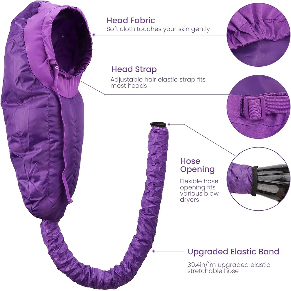 Bonnet Hair Dryer Hooded Hair Dryer Attachment Dryer Hooded Diffuser Cap for Curly Speeds Up Drying Time Hair Deep Conditioning