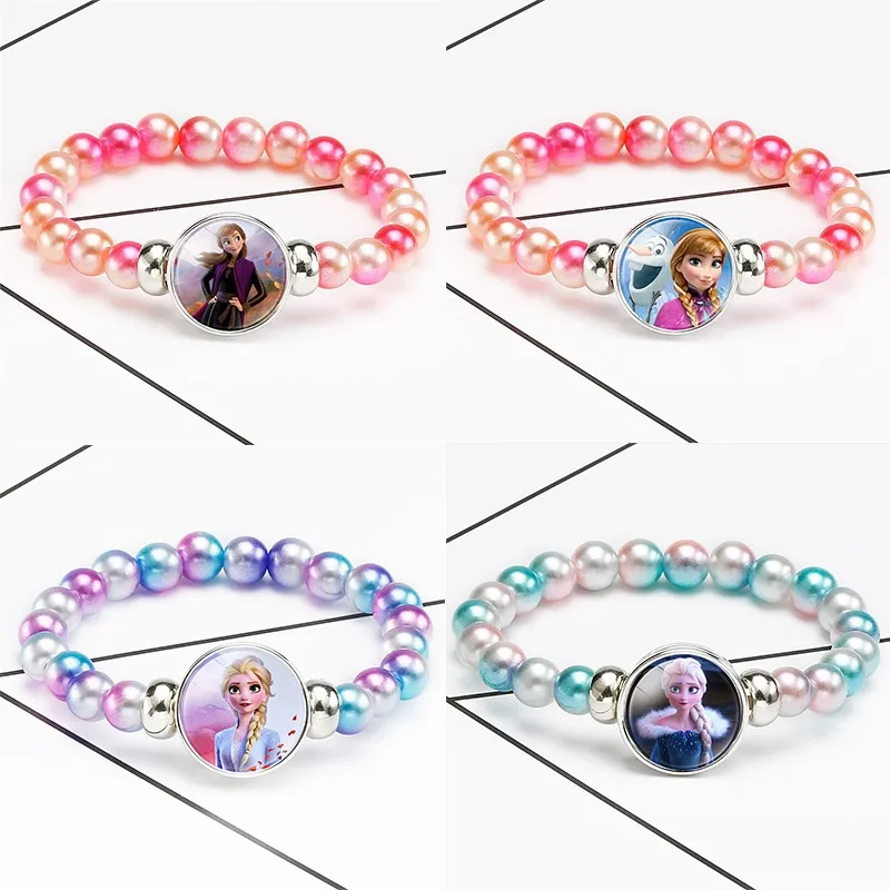 Disney Frozen Tangled Snow White Sofia Bracelet Elsa Anna Colorful Bead Jewelry Toys for Children Birthday Gift