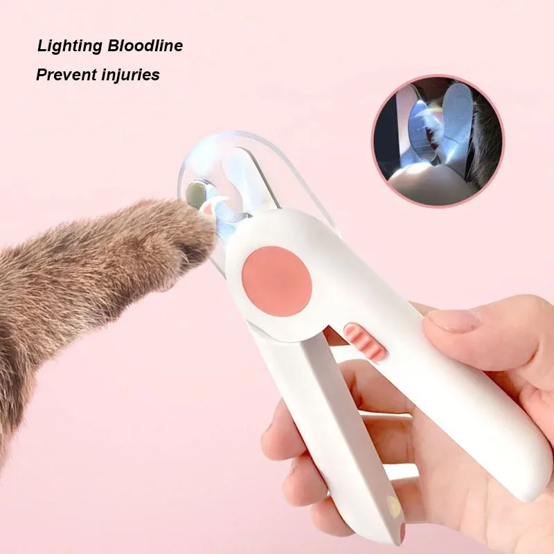 Nail Clippers Transparent Cover Prevents Nail Splashing Pet Nail Clippers Illuminated with LED Blood Lines for Easy Trimming