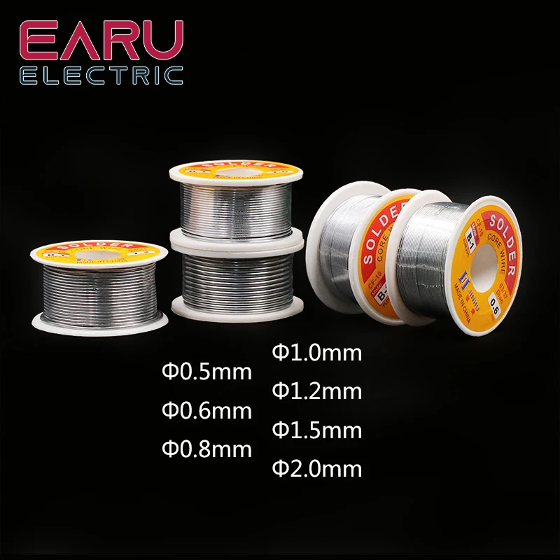 0.6/0.8/1/1.2/1.5/2MM 63/37 FLUX 2.0% 45FT Tin Lead Wire Melt Rosin Core Solder Soldering Wire Roll for Eletric Solder Iron 100g