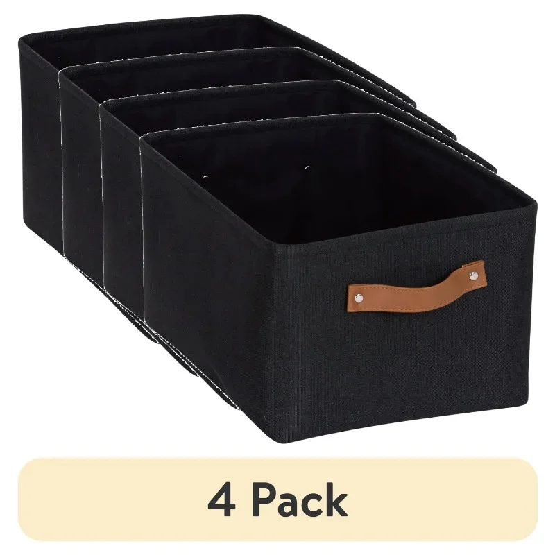 

(4 pack) Canvas Polyester Storage Basket with Handles
