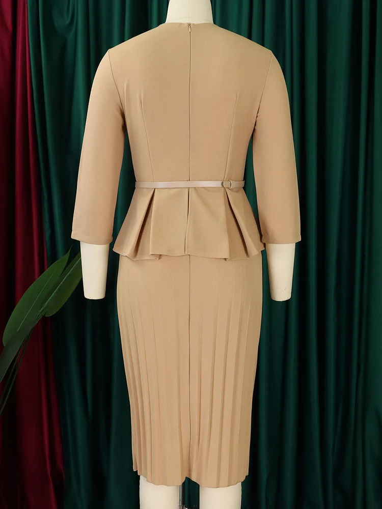 FairyShely 2026 Sexy Solid V Neck Plus Size Dress Women Long Sleeve Large Big Dresses Lady Spring Autumn Party Tight Curvy Dress - Image 4