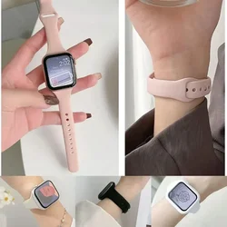 Thin Silicone Strap For Apple Watch 40mm 44mm 45mm 41mm 38mm 42mm Solid Color Strap Bracelet For IWatch Series 1 2 3 4 5 6 SE 7