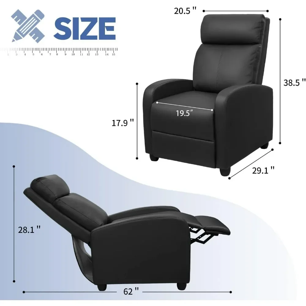 Massage Reclining Sofas, Adjustable PU Leather Reclining Sofas Home Theater Seating Winback Sofa with Footrest, Reclining Sofas