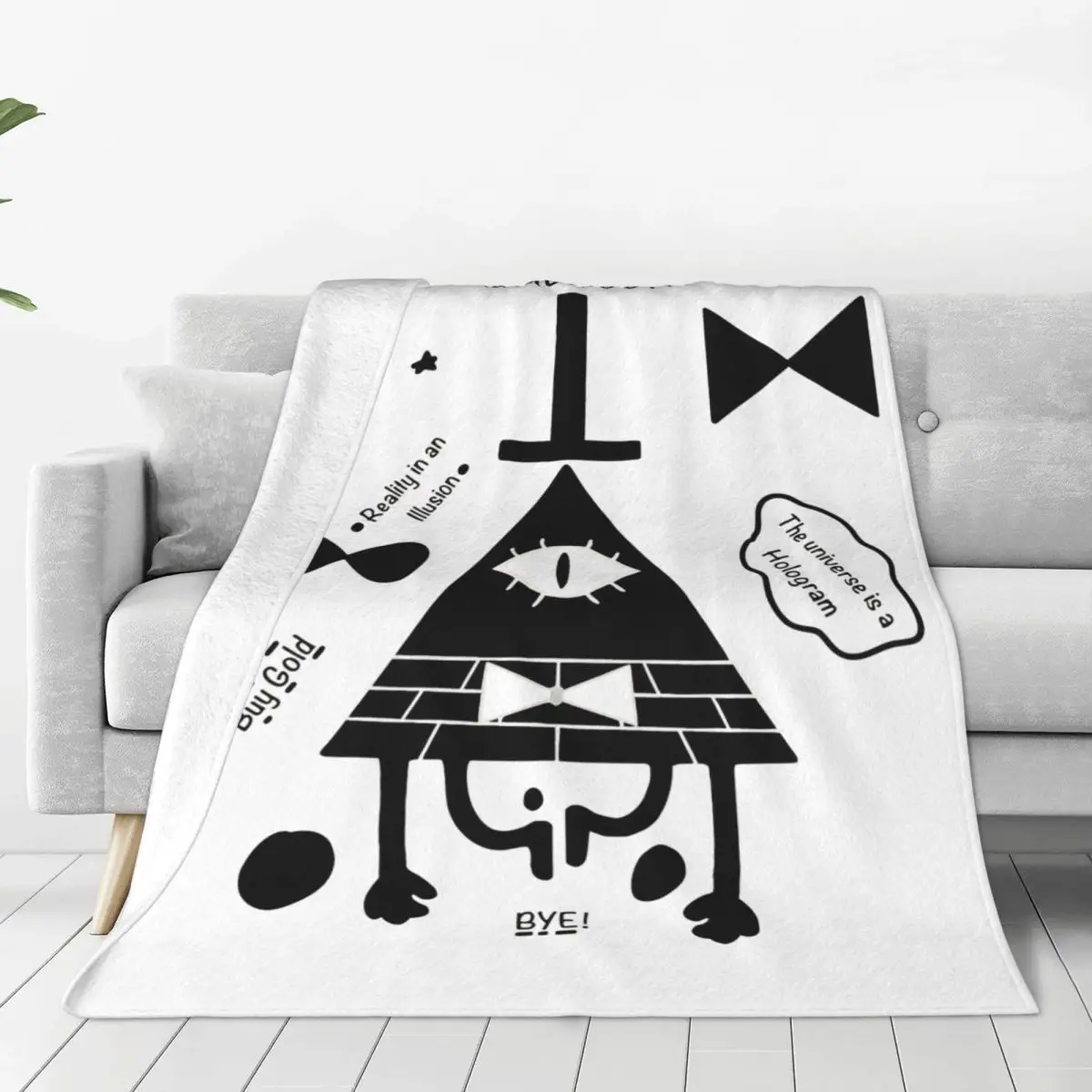 Gravity Falls Bill Cipher Blanket Cartoon Anime Wool Vintage Warm Throw Blankets for Home Restaurant Spring/Autumn