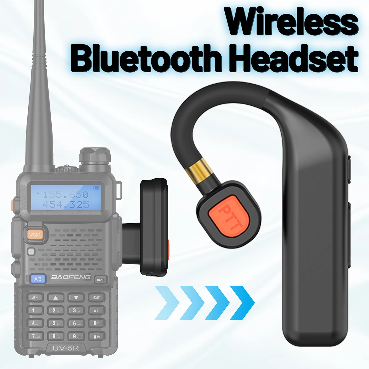 ABBREE Walkie Talkie Wireless Bluetooth Headphone Handsfree Earpiece Replacement for Baofeng UV-5RH UV-32 DM-32 UV-5R MINI UV-21