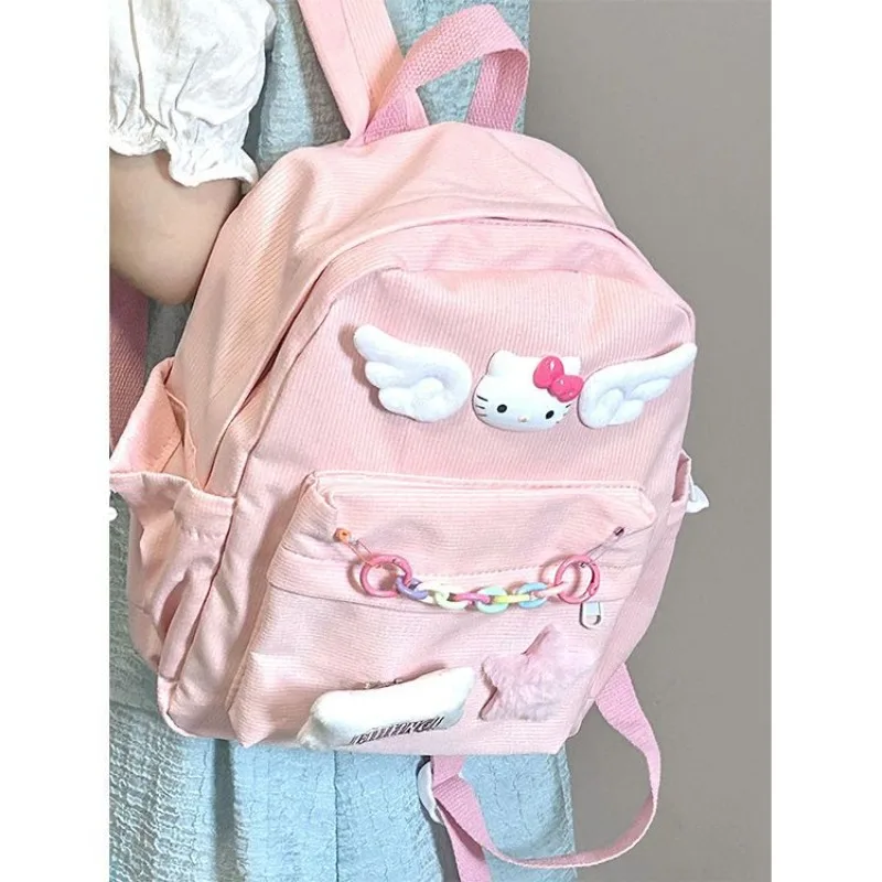 

New Hello Kitty Ins Girl Schoolbag Girl Little Fresh Junior High School Cute Soft Sister Backpack High School Students Backpack