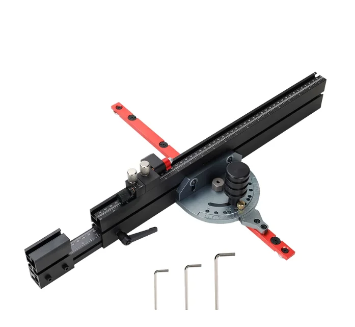 Adjustable angle oblique cutting push ruler with saw and oblique cutting gauge matched with 19MM groove 3/4 slide rail