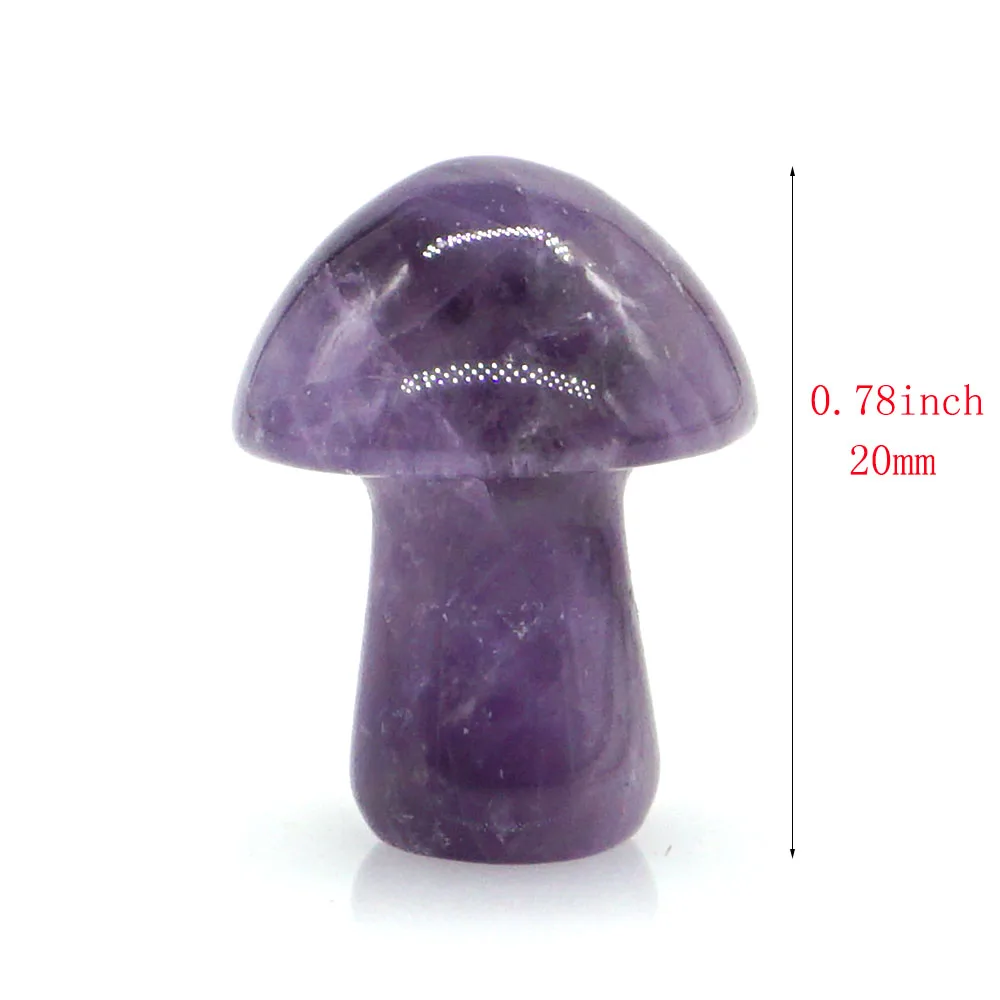 20mm Mushroom Figurine Natural Amethyst Rose Quartz Crystal Carved Reiki Healing Stone Room Furnishing Ornament Home Decor Gift