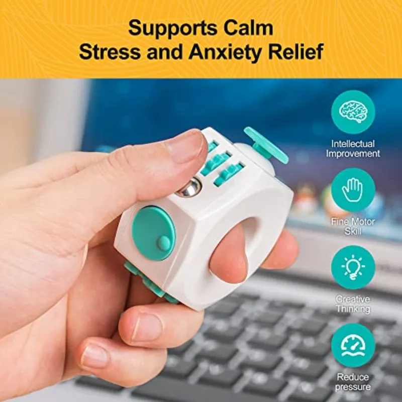 6 Sided Finger Spinning Ring Cube Toy Relieve Stress Roller Sensory Toy for Adults&kids ADD ADHD and Improve Focus