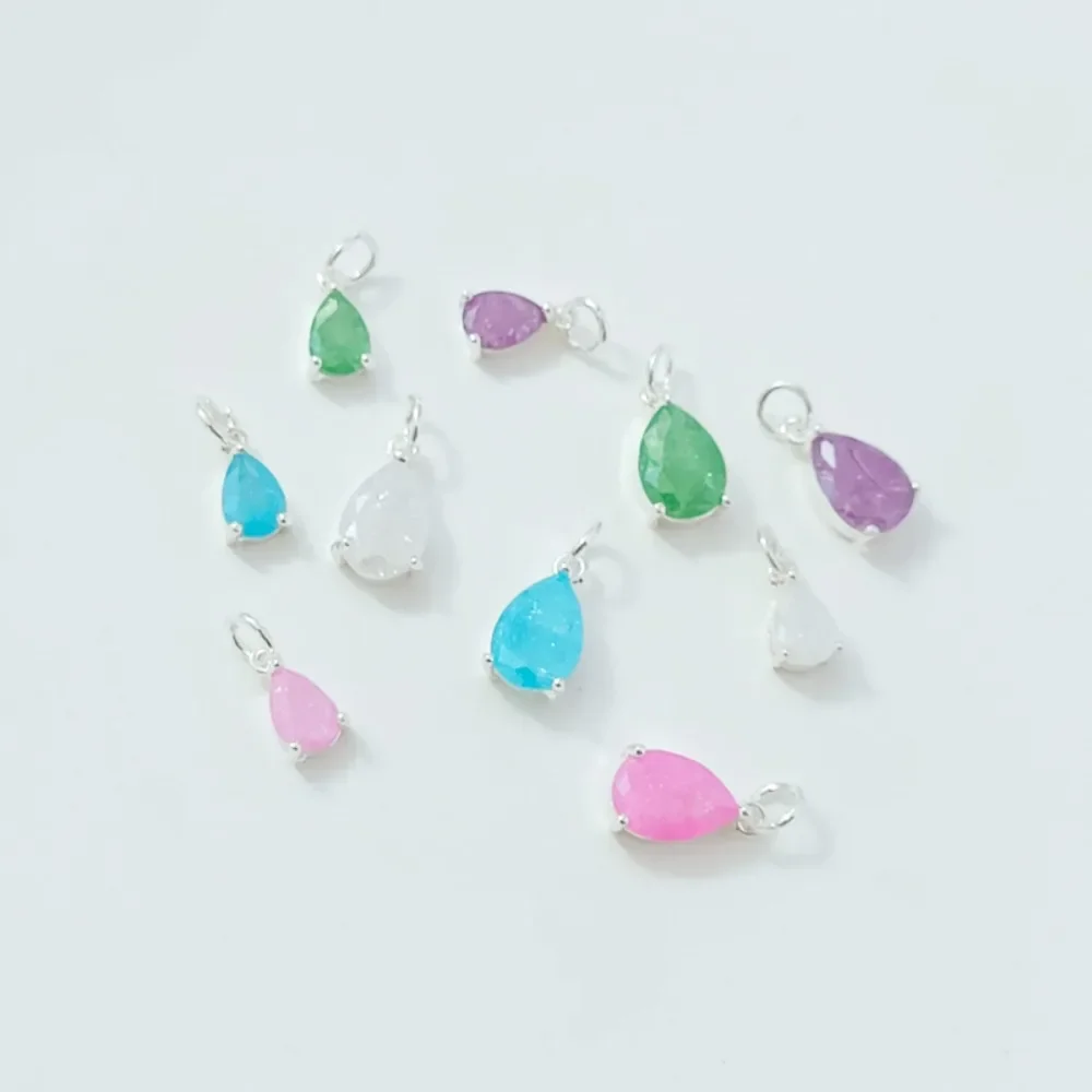 Chapado en cobre con plata gruesa, hielo triturado con circonita ligeramente incrustada, colgante de gota de agua pequeña, pulsera DIY, colgante, pendientes