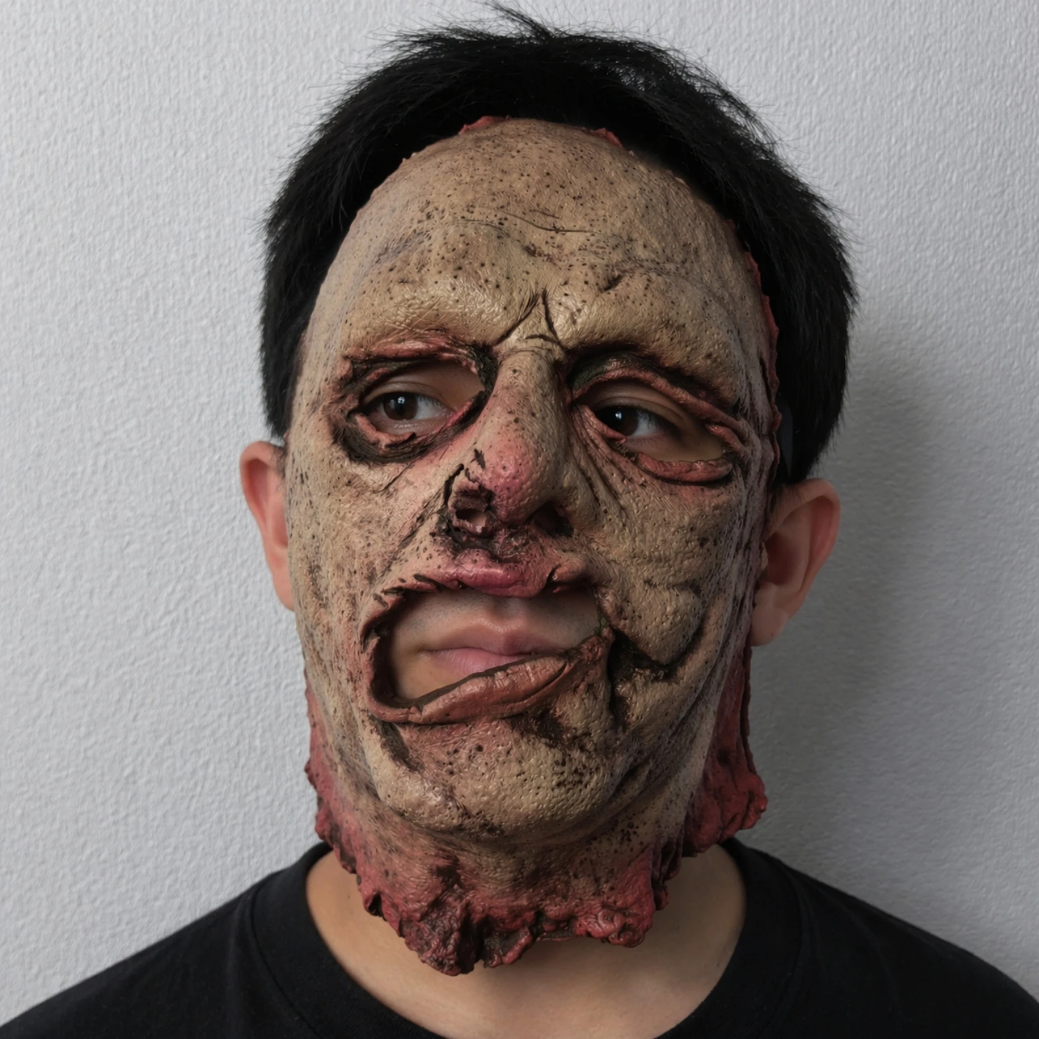 

Scary Half Face Zombie Latex Mask Realistic Wrinkle Skin Horror Mask for Halloween Cosplay Party Props Adults