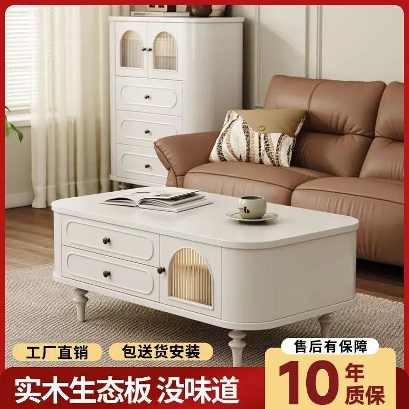 خزانة تلفزيون فرنسية على الطراز الكريمي الصلب لغرفة المعيشة المنزلية ذات الطراز المتوسط والقديم #2