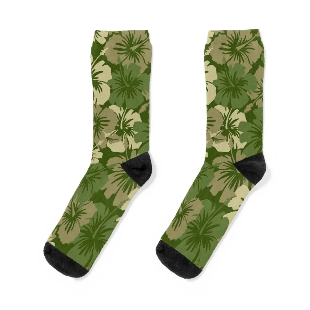 

Epic Hibiscus Hawaiian Floral Aloha Shirt Print - Olive Green Socks Rugby FASHION sport with print Luxury Woman Socks Men's