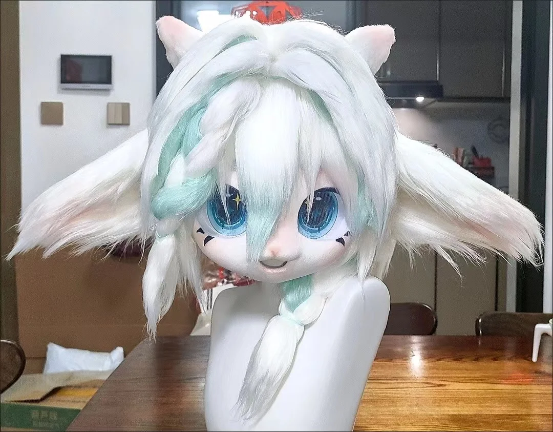 Yis cosplay Furry Head Mask Fursuit Face Base Fursona Kigurumi Kemono Animal Skull Custom Beast Head Handmade Mask