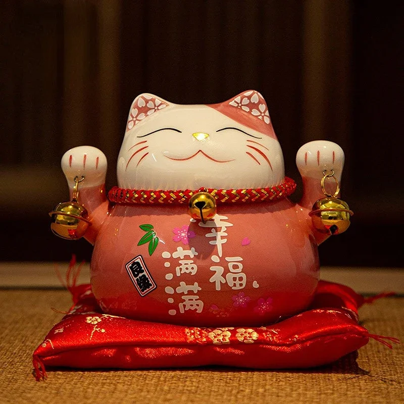 

Lucky Cat Ceramic Home Decoration 4.5 Inch Creative Japanese Cat Piggy Bank Opening Event Gifts Family Porch Storage Ornaments