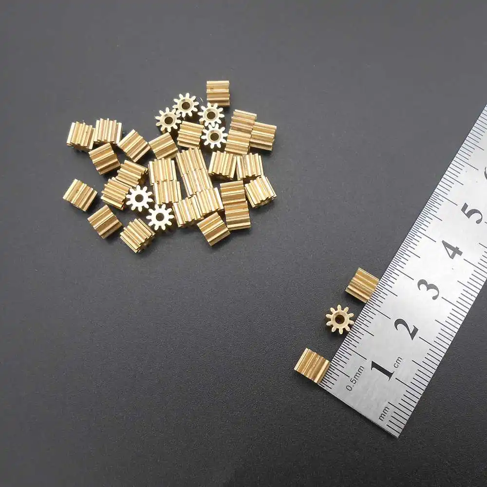 20Pcs 0.5M 102A Brass Gear Spur Pinion 0.5 Modulus Bore Hole Aperture 2mm 1.95mm 2A DIY 10 Teeth Metal Gear H 5mm Dia 6mm 10T2A