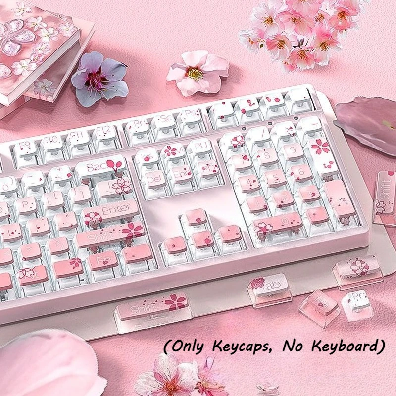 

Gradient Cherry Blossom PBT Side-Transparent Keycap 116Keys DIY Keycap Set for Mechanical Keyboard 87/96/98/100/108 Key Layouts