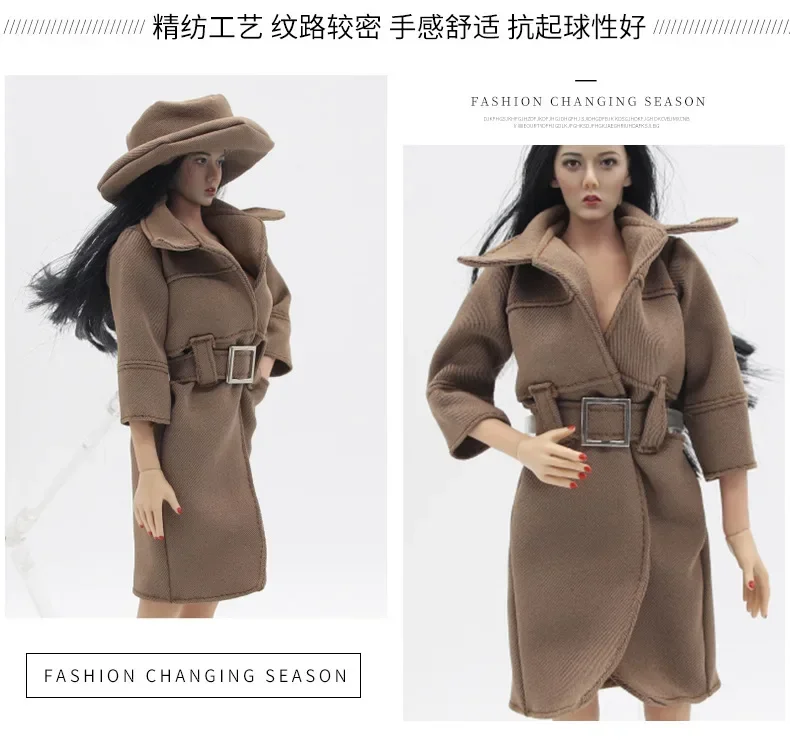 1/6 Scale Overcoat Mini Coat Toy Clothes Dolls Accessories for Dollhouse Office Lady Winter Outfits Dress Up Change Clothes Game