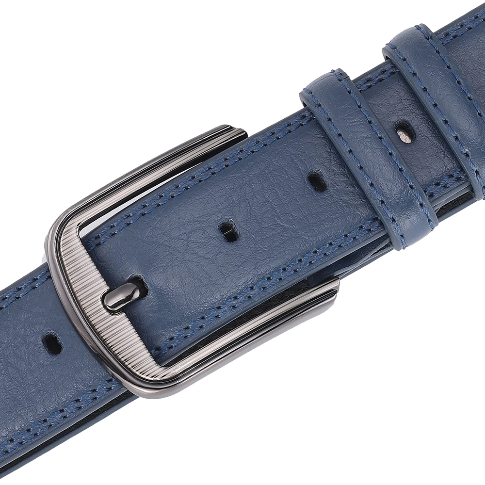 Herren-Gürtel aus Rindsleder mit Dornschließe, Modischer Vielseitiger Gürtel, Reiner Ledergürtel mit Löchern, Neu in Mehreren Farben: Rot, Blau, Schwarz, Braun, Gelb – Detail 12