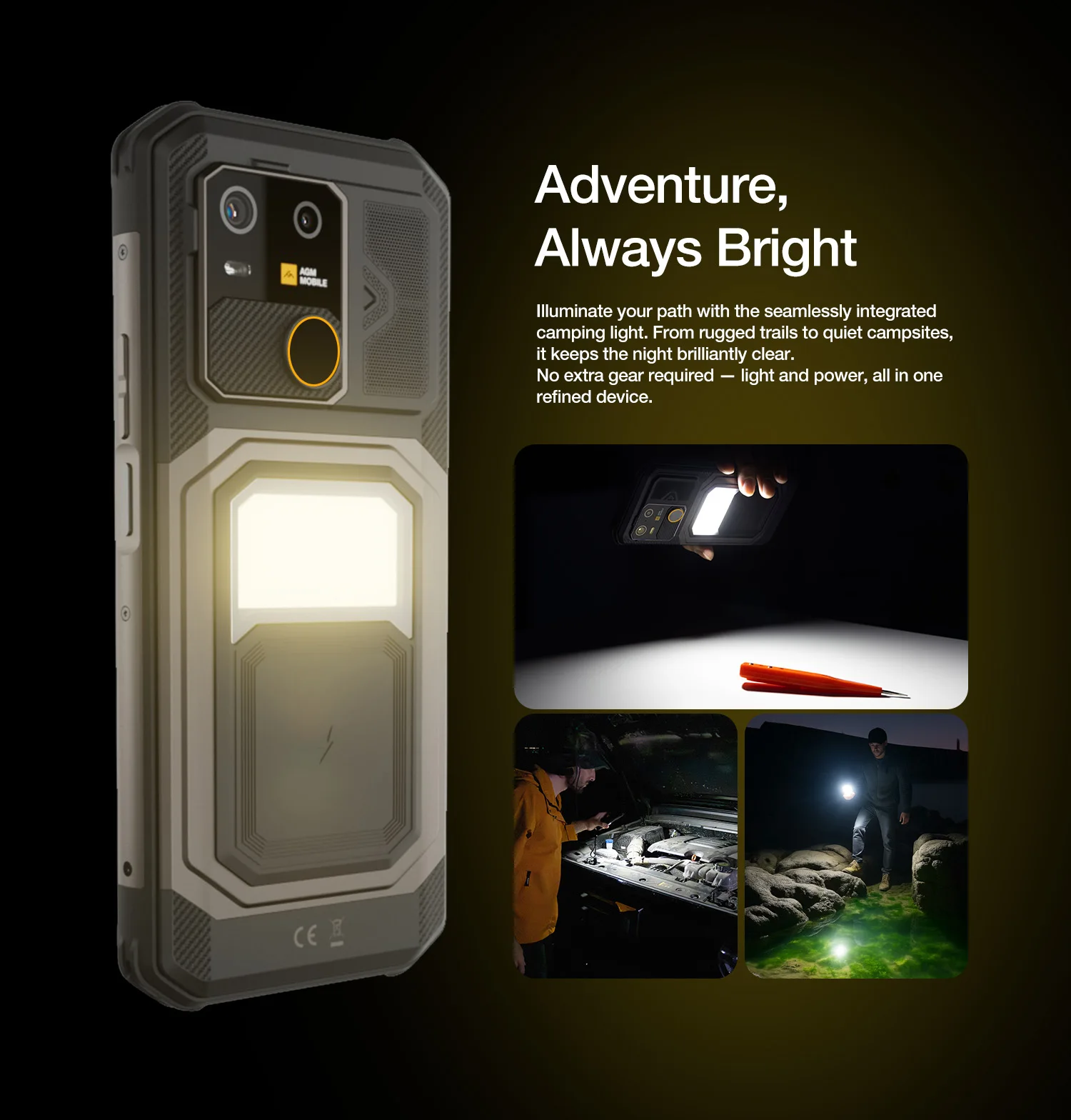 AGM G3 Rugged Phone 5G, Dimensity 7300, 10000mAh, IP68 Waterproof, Wireless Charging, Camping Light, 24(12+12)GB+512GB)