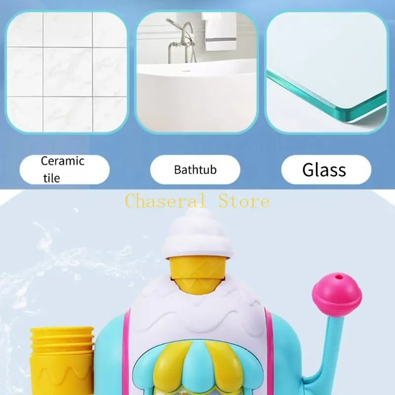E7CE Ice Cream Maker Bath Bath Toy for Kids Safe Plastic Ducha Play Máquinas Bubble Machines con diseño taza succión para