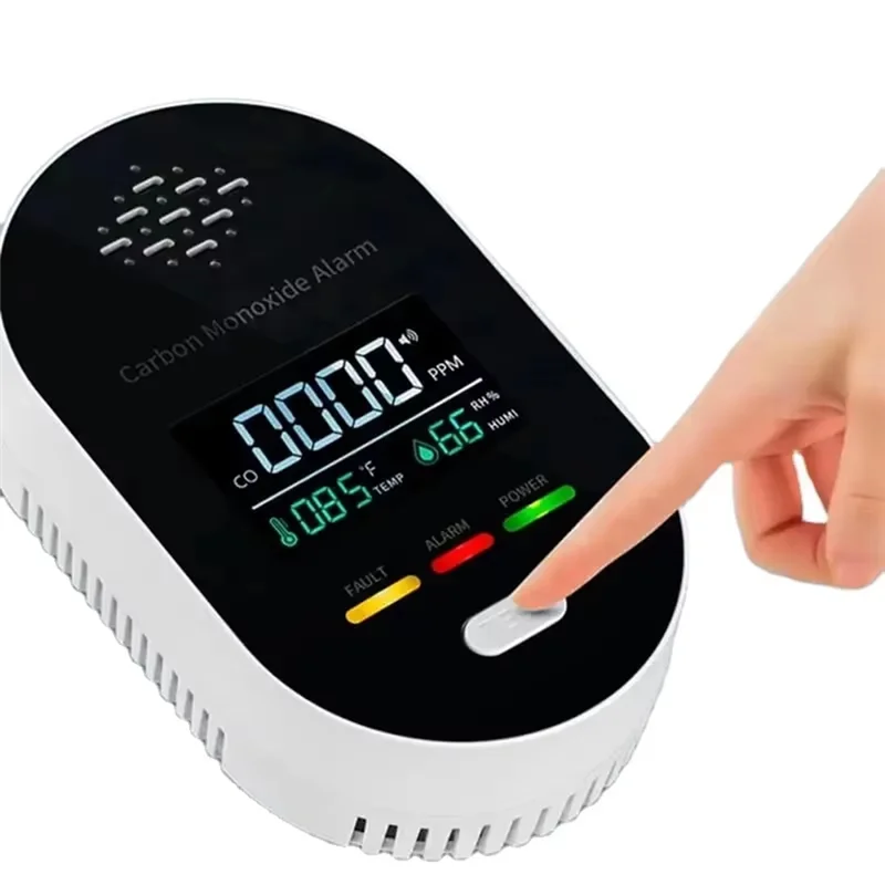 AA60-met temperatuur-vochtigheidssensor met LCD-scherm Geluids- en lichtwaarschuwing voor thuiskantoor Hotelreizen EU-stekker