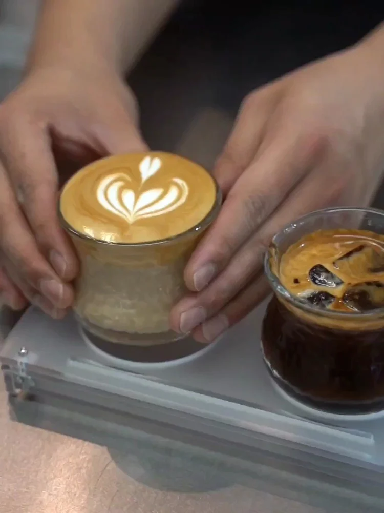 オリジナル厚手ホウケイ酸ガラスコーヒーカップ-耐久性のある香り付きテイスティングカップ-日本風ロケットホームダイニング用品