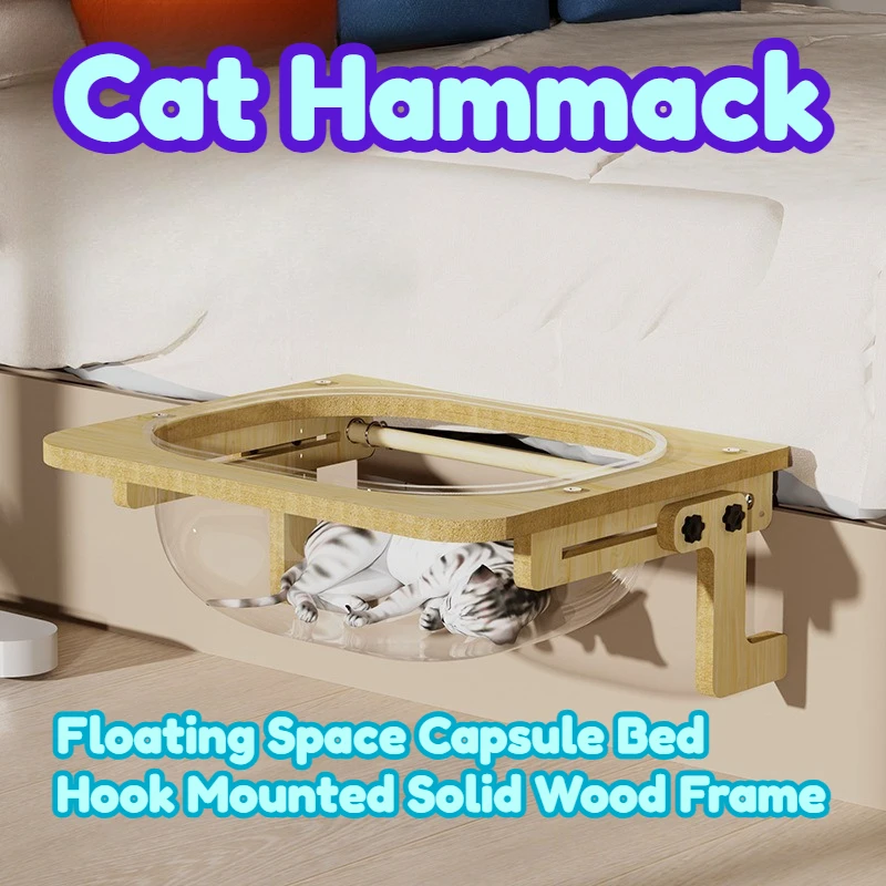 amaca-per-gatti-a-capsula-spaziale-galleggiante-montaggio-a-gancio-struttura-in-legno-massello-ciotola-in-acrilico-trasparente-nido-stabile-e-confortevole-per-prendere-il-sole
