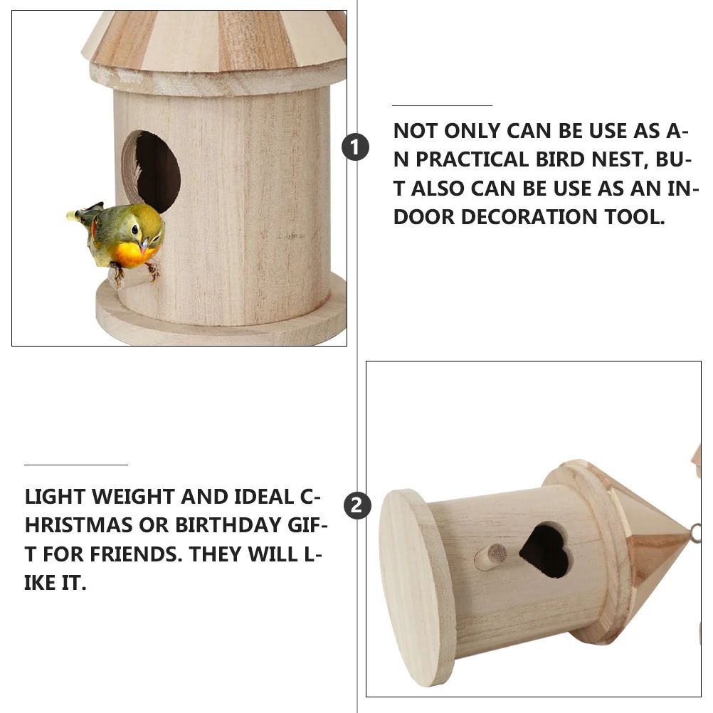 

2Pcs DIY Wooden Bird Nest Creative Unfinished Birdhouse for Indoor Outdoor Garden Decoration Nest Ornament Birds Bed