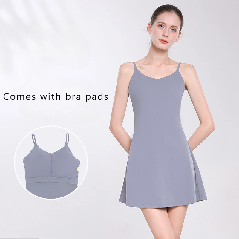 

Soild Color sexy Slim Tennis Dresses A-line outdoor Sports fitness badminton clothing fashions permeability sling Short Skirt